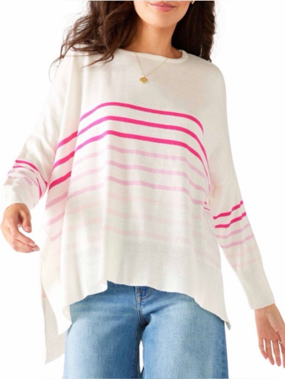 MERSEA Armour Sweater Womens One Size Oversized Pink Stripe Heart Elbow